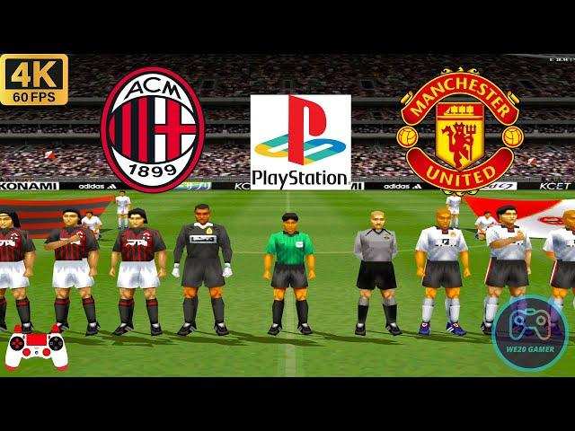 Winning Eleven 2002 Gameplay - Milan vs Man United - Duckstation PS1 on PC  Full Game [4K60]