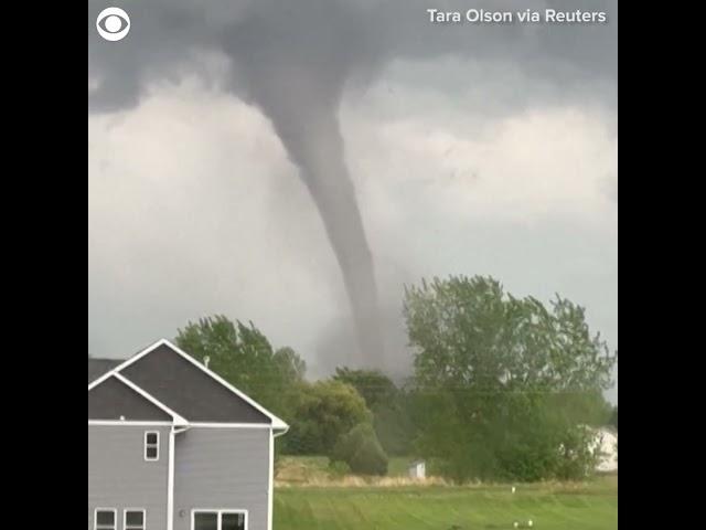 Tornado caught sweeping through neighborhood in Wisconsin