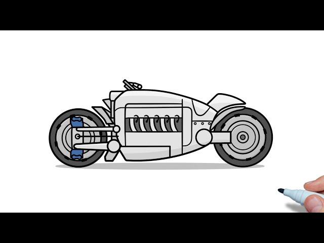 How to draw a DODGE TOMAHAWK Bike easy | Drawing dodge tomahawk motorcycle step by step