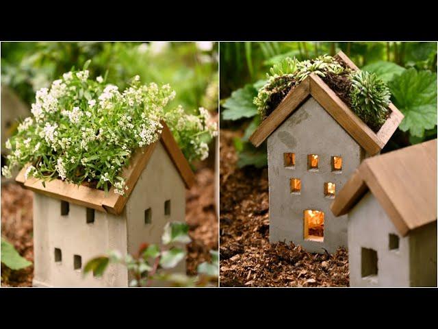 DIY concrete houses for home and garden decor