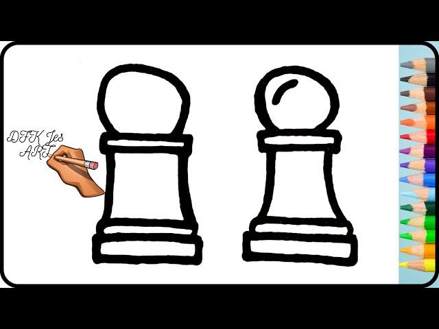 How to draw chess coin | Как нарисовать шахматную монету | DFK Jes ART