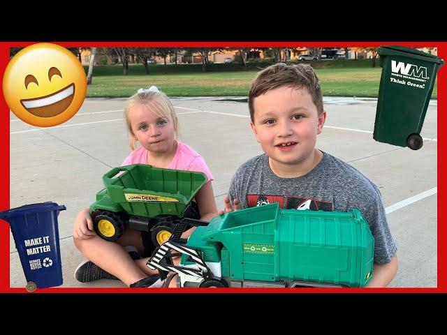 Toy Garbage & Recycle Trucks - and Mini Bins! | Video For Children