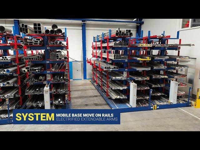 Mobile cantilever rack with electrified arms - MOBITELEKANT