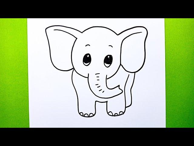 Very Easy Elephant Drawing, How To Draw Elephant Step By Step In Easy Way,