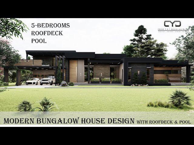 Project #35: 5-BEDROOM | MODERN HOUSE DESIGN with ROOFDECK & POOL |  800 SQM LOT | Design Concept |