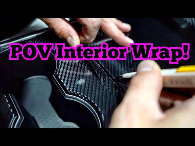 POV Gloss Carbon Fiber Interior Wrap - How to wrap your interior Tesla Model 3