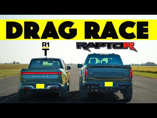 Damn!! 2025 Ford F150 Raptor R vs Rivian R1T Launch Edition, drag and roll race.