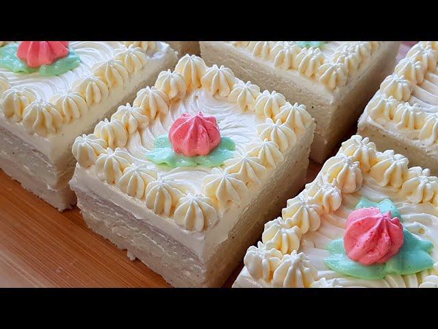 Бисквитное пирожное с масляным кремом // Сake with butter cream