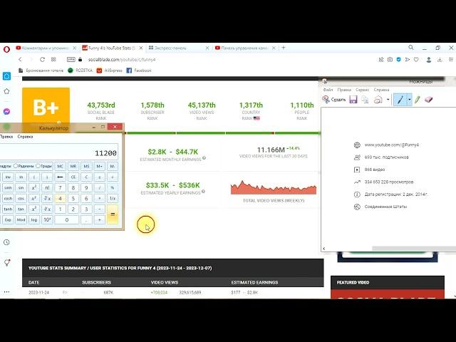 Funny 4 доход , заработок , зарплата с Ютуб за ноябрь 2023 г. Фанни фо #funny4 #фанни