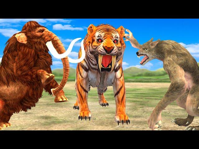 10 Mammoth Elephant Cow vs 5 Giant Tiger Lion Zombie Wolf Attack Cow Buffalo Saved by Woolly Mammoth