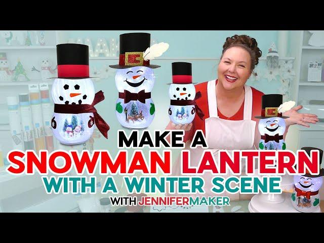 Put A Snowglobe Scene In A Dollar Tree Snowman Lantern!