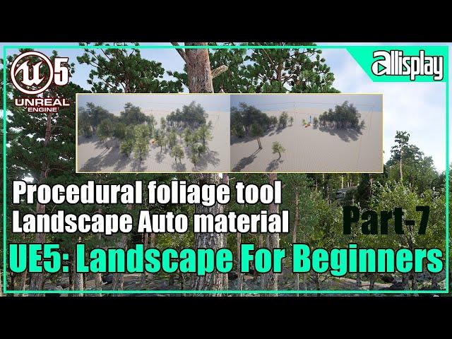 Procedural Foliage in Landscape Auto material| UE5 Beginner's | AIP