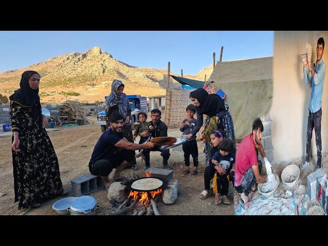 Nomadic life: from plastering to evening meal with local bread