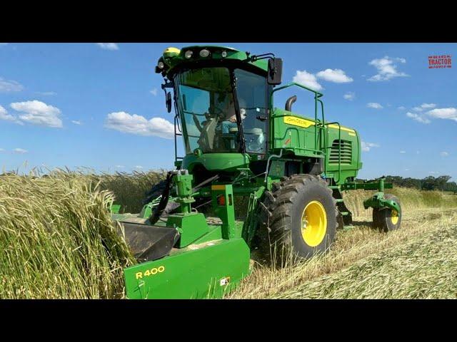 JOHN DEERE W200M Windrower Mowing Rye