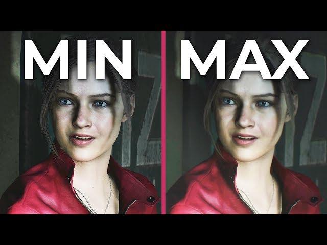 Resident Evil 2 Remake – PC 4K Min vs. Max Graphics Comparison Frame Rate Test 1080p