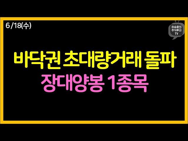 바닥권 초대량거래 돌파 장대양봉 및 눌림목 매수 후보 주도주 관심종목