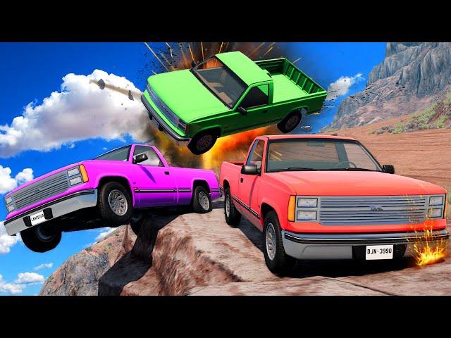 Racing Trucks on a DANGEROUS CRASH CANYON in BeamNG Drive Mods!