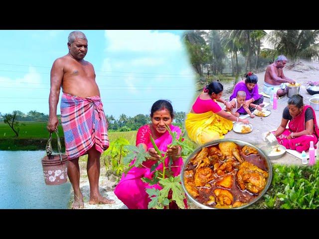 Indian Beautiful Village Life। Early Morning Routine, Fish Farming, After Making Lunch Chicken curry