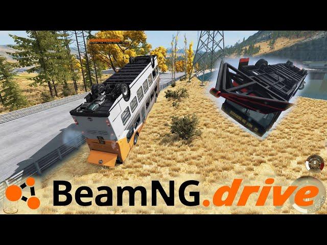 BeamNG: Driving a bus with a car on it