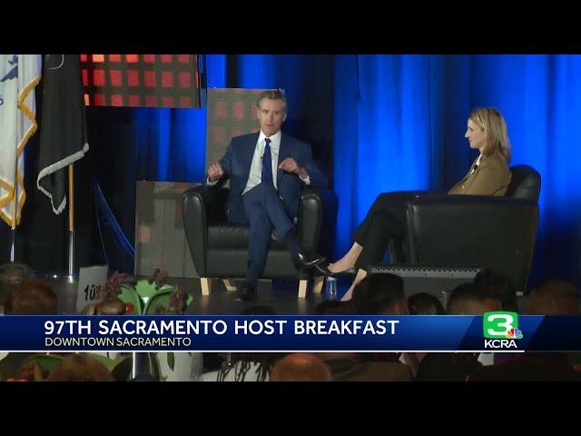 California Gov. Newsom speaks at breakfast event