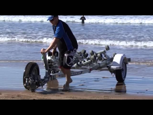 How to beach launch a boat in the surf.