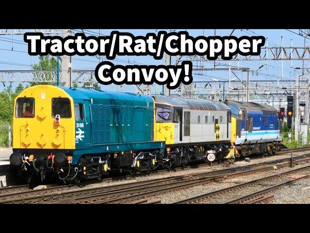 TRACTOR, RAT, CHOPPER Heritage Convoy Headed to East Lancs Railway - Plus STABLED locos at Crewe!