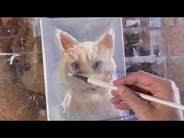 "White Cat" realtime version Oil Painting Demo by Peter Chorao ASMR