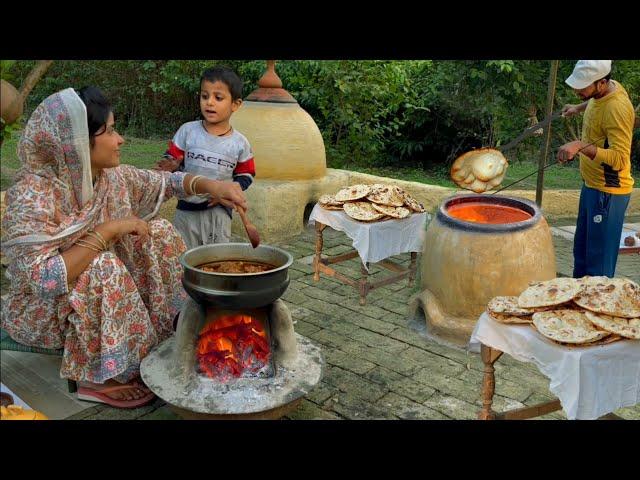 Cooking Kashmiri Mutton Rogan Josh Korma with Tandoori Bread : Experience flavours in Village ll