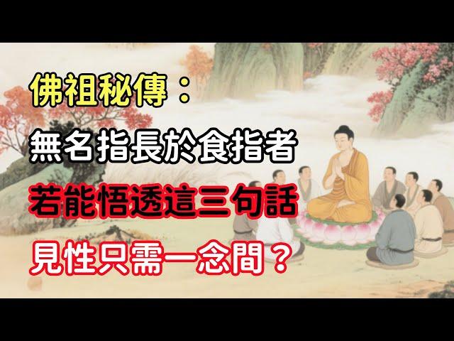 佛祖秘傳：無名指長於食指者，若能悟透這三句話，見性只需一念間？#佛教 #佛家 #佛法 #佛學知識 #佛學智慧 #修心修行 #佛教文化 #禪悟人生 #傳統文化#人生感悟#佛教故事 #佛法智慧 #菩提智慧