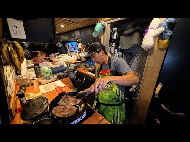 A Typical Day Cooking Surf & Turf in Van | A Van Life Family Vlog