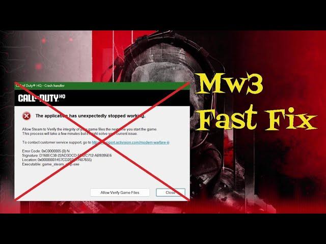 Mw3 fast crash fix! game_steam_ship.exe / Game_ship.exe  #crash #crashfix #mw3 #wz3 #callofduty #cod