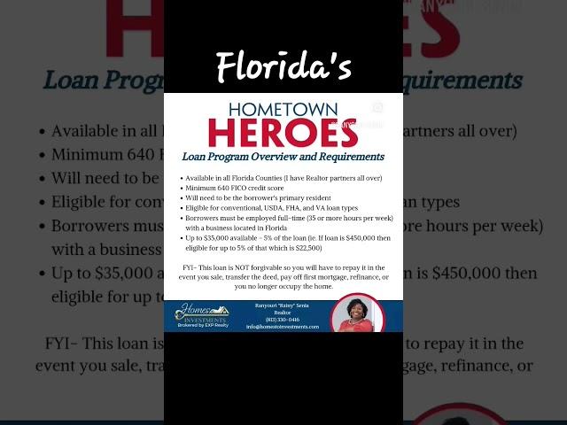 Heard about Florida's  Hometown Heroes Program that offers down payment & closing cost ssistance?