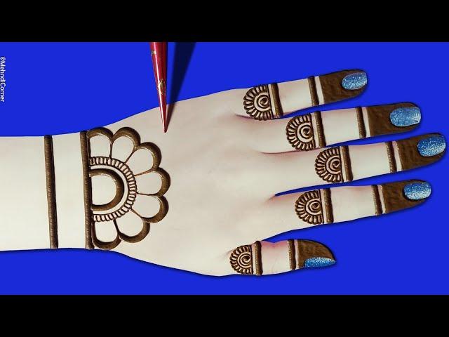 Simple Easy Mehndi design for Backhand-Stylish Mehandi ka design-Mehndi design-Mehandi-Henna design