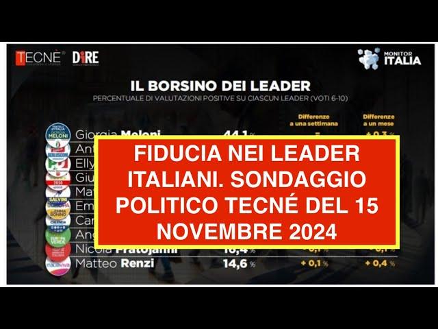 FIDUCIA NEI LEADER ITALIANI. SONDAGGIO POLITICO TECNÉ DEL 15 NOVEMBRE 2024