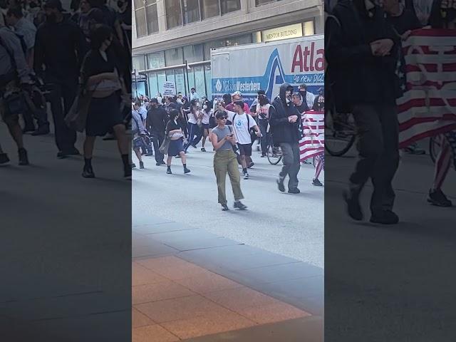 Maniac drives through protest against ICE raids in Chicago #shorts