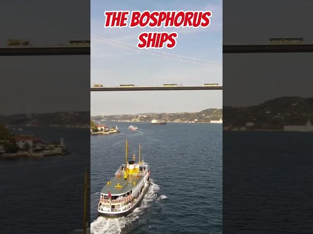 S46. The Bosphorus Ships and Historical Monuments of Istanbul Turkey, Crossing The Bosphorus Strait