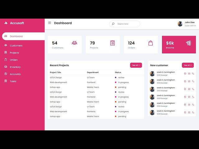 Responsive Admin Dashboard Page HTML And CSS