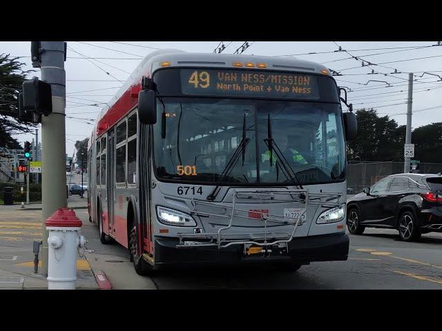 SF Muni 2016 New Flyer XDE60 #6714 on Route 49 Van Ness/Mission