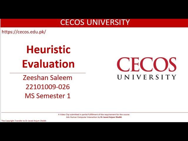 CECOS University: Heuristic Evaluation based on Nielsen’s Principles