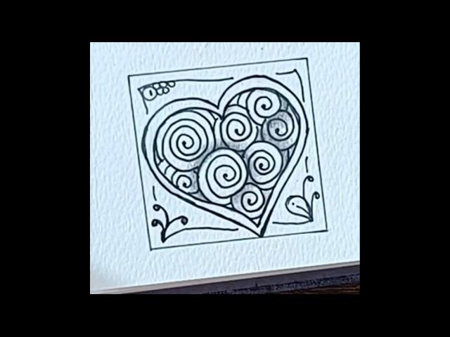 Easy Zentangle Pattern in Heart! #zentangle #zentangleartforbeginners #art #drawing #calmingart