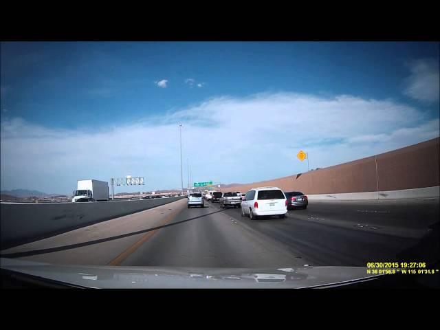 Van rear ends Xterra on Eastbound I-215 in Las Vegas