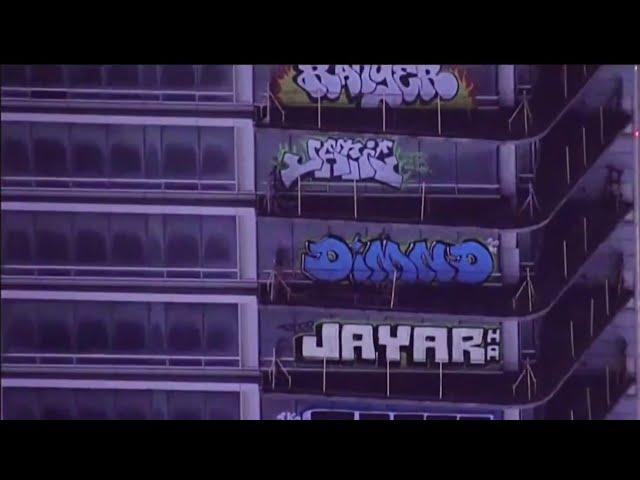 Graffiti artists vandalize Downtown LA building