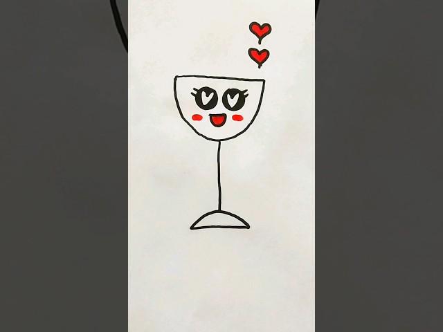 رسم كوب/كيفية رسم كوب كيوت خطوة بخطوة/رسم سهل للاطفال/تعليم الرسم للمبتدئين/shorts#