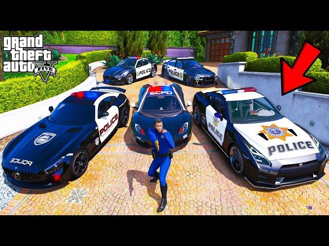 Franklin Stealing Police Supercars with Michael in GTA 5 | SHINCHAN and CHOP