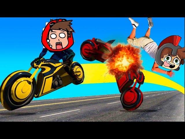 GTA 5 pero CHOCAMOS EN SUPER MOTOS  INVICTOR TRON #3