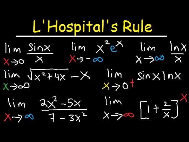 L'hospital's Rule Indeterminate Forms, Limits at Infinity, Ln, Trig & Exponential Functions Calculus