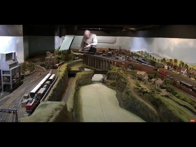 Incredible huge model railway layout in a basement