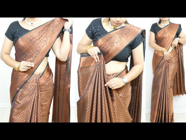 Beautiful Heavy Silk Saree Draping For Wedding Wear | How To Wear Saree With Perfect Pleats