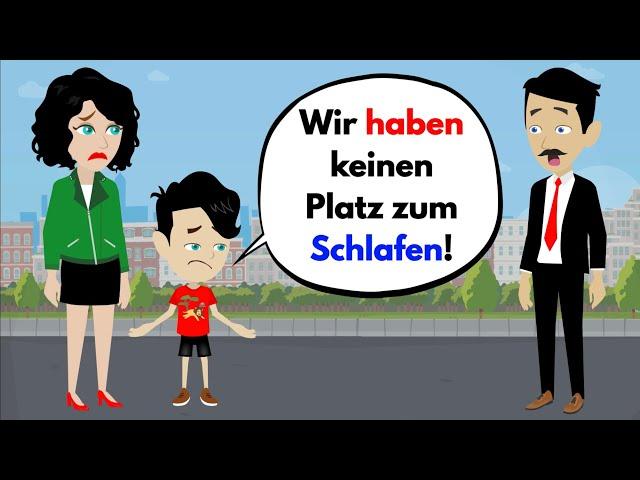 Learn German | Billionaire changes the life of a homeless family!