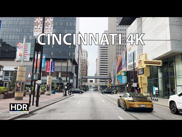 Driving Downtown - Cincinnati Ohio 4K HDR - USA